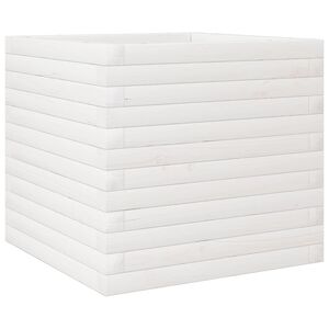 vidaXL Градински сандък, бял, 50x50x45,5 см, масивна борова дървесина