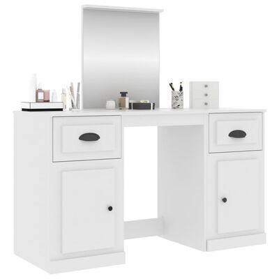 vidaXL Тоалетка с огледало, бяла, 130x50x132,5 см