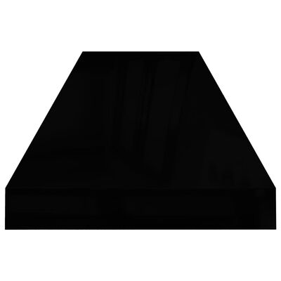 vidaXL Окачени стенни рафтове, 4 бр, черен гланц, 90x23,5x3,8 см, МДФ