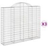 vidaXL Габионни кошници арка 3 бр 200x30x160/180 см поцинковано желязо
