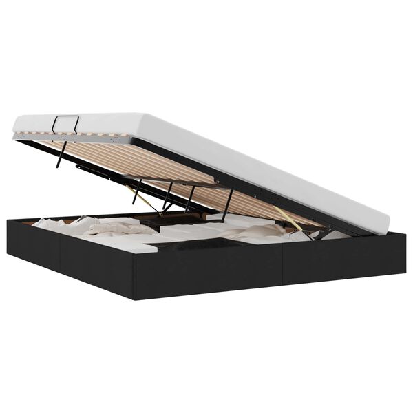 vidaXL Легло с място за съхранение Черно 180 x 200 cm текстил