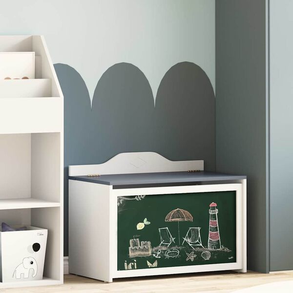 vidaXL Кутия за съхранение с предна страна за тебешир ROROS Сив и бял