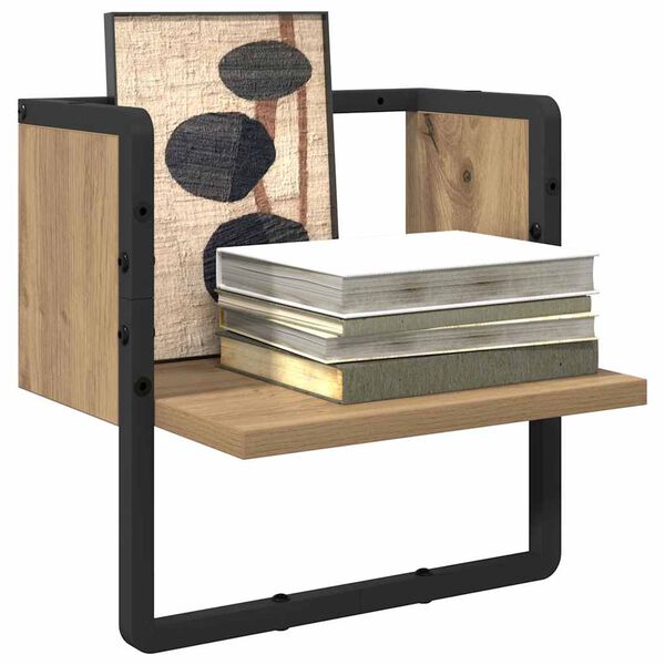 vidaXL Стенен рафт с рафт Дъб Артизан 30 x 25 x 30 cm Инженерно дърво