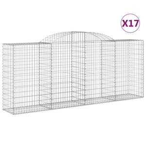 vidaXL Габионни кошници арка 17 бр 300x50x120/140см поцинковано желязо