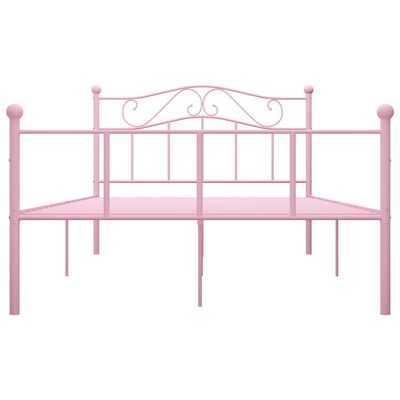 vidaXL Рамка за легло, розова, метал, 120x200 см