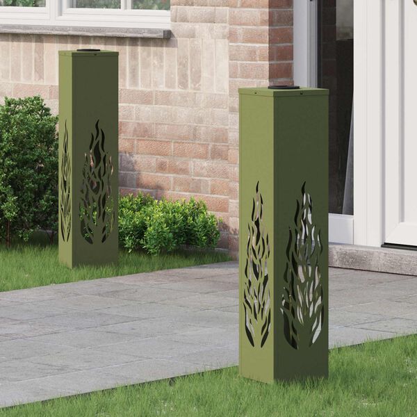 vidaXL Соларна LED светлина за пътека 2 pcs Маслинено зелено