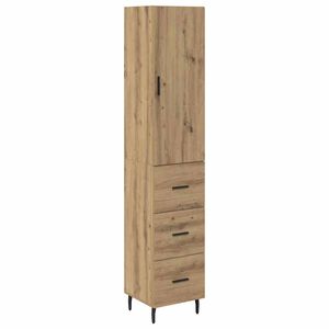 vidaXL Висок шкаф с чекмедже Дъб 34,5 x 34 x 180 см Инженерно дърво