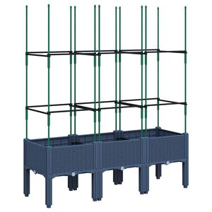 vidaXL Градински сандък с пергола, синьо сив, 120x40x142,5 см, PP