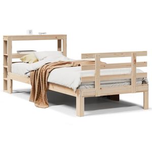 vidaXL Рамка за легло с табла, 90x190 см, борово дърво масив