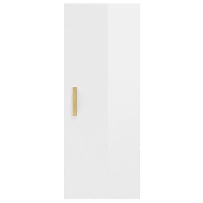 vidaXL Стенен шкаф, бял гланц, 34,5x34x90 см, инженерно дърво