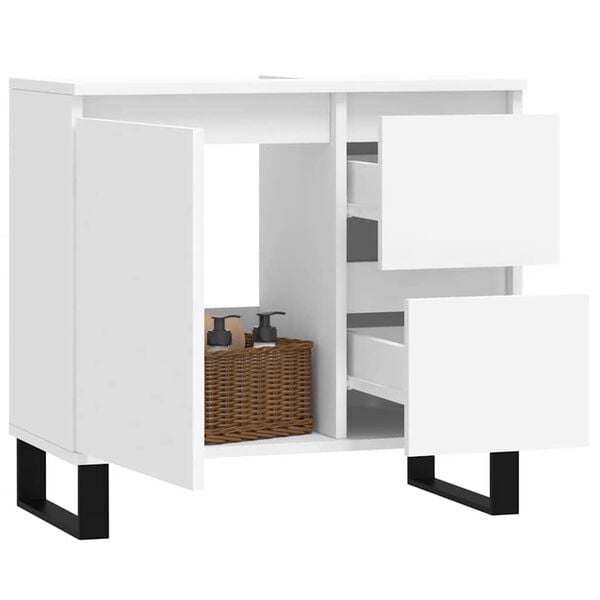 vidaXL Шкаф за баня, бял, 65x33x60 см, инженерно дърво