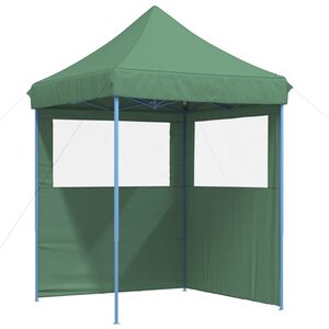 vidaXL Сгъваема парти шатра pop-up с 2 странични стени зелена