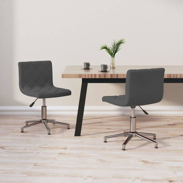 vidaXL Въртящи се трапезни столове, 2 бр, тъмносиви, кадифе