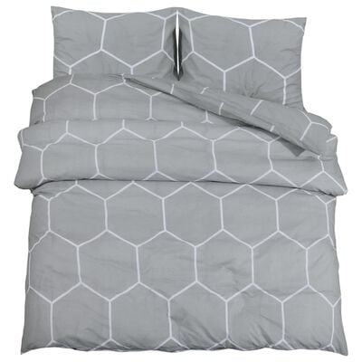 vidaXL Комплект спално бельо, сив, 200x200 см, памук
