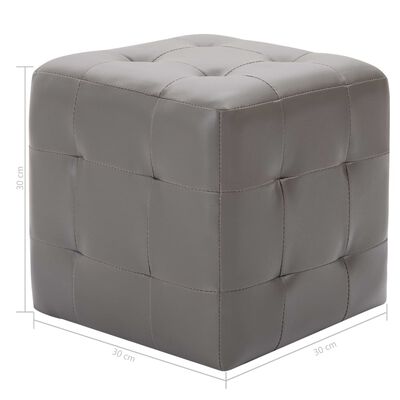vidaXL Нощни шкафчета, 2 бр, сиви, 30x30x30 см, изкуствена кожа