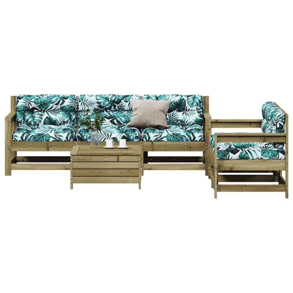 vidaXL Градински лаундж комплект 6 части с възглавници импрегниран бор