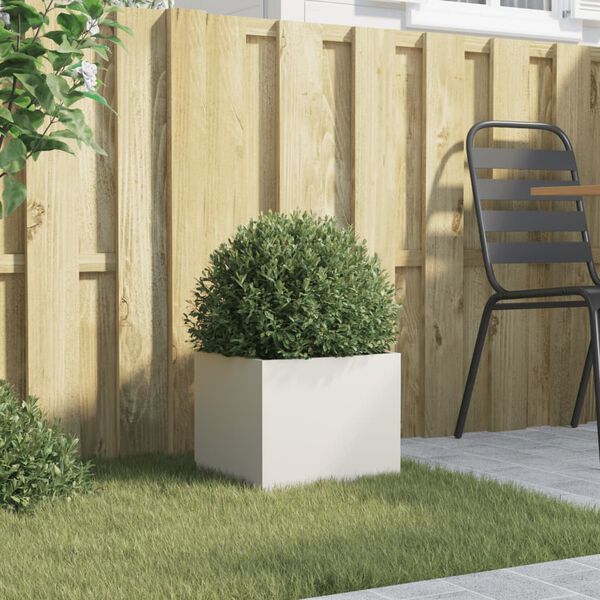 vidaXL Кашпа, бяла, 32x30x29 см, стомана