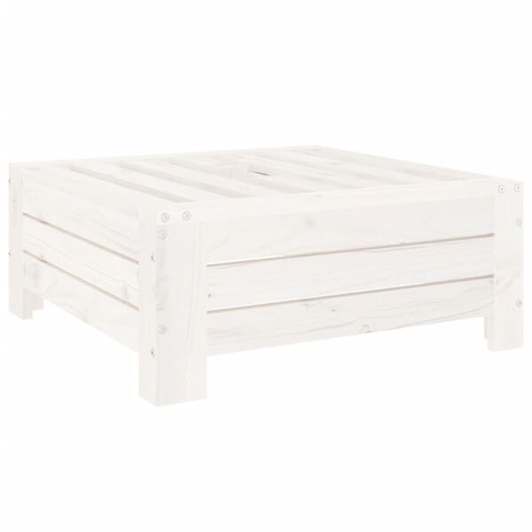 vidaXL Основа за чадър с капак, бяла, борово дърво масив