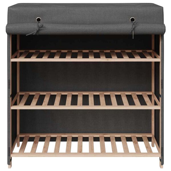 vidaXL Шкаф за обувки с покривало, сив, 79x40x80 см, плат