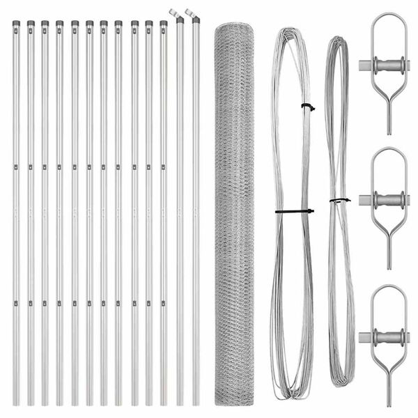 vidaXL Стълб за ограда. Сребрист 25 x 1,6 м (25 мм мрежа) Стомана