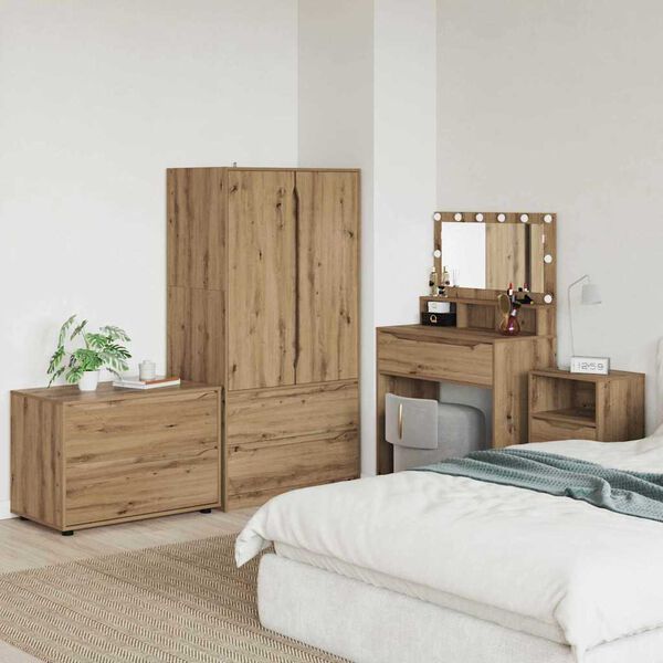 vidaXL Шкаф за съхранение Дъб 80 x 48 x 57 см Инженерно дърво