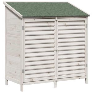 vidaXL Градина постройка Бяло 106 x 56 x 113,5 см Солидно ела дърво