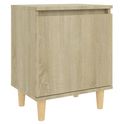 vidaXL Нощно шкафче с крака дървен масив, дъб сонома, 40x30x50 см