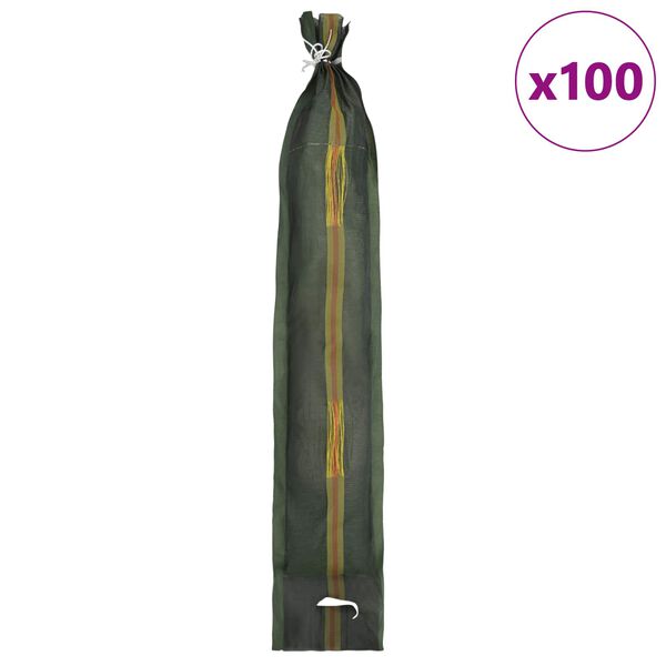 vidaXL Торби с пясък 100 pcs Тъмен зелен 120 x 27 см HDPE