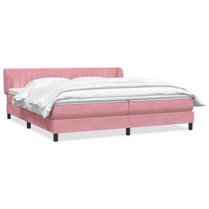 vidaXL Box Spring легло с матраци Розово 180x210 cm Кадифе