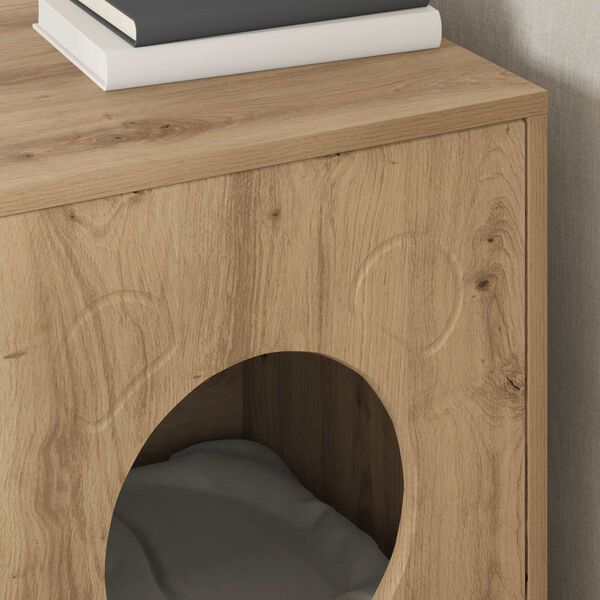 vidaXL Къща за котки Дъб Артизан 42,5 x 40 x 53 см Инженерно дърво