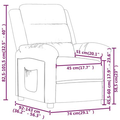 vidaXL Електрически реклайнер стол, черен, кадифе