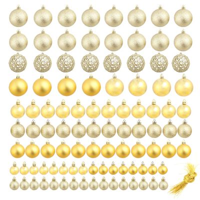vidaXL Комплект коледни топки от 100 части, 3/4/6 см, злато