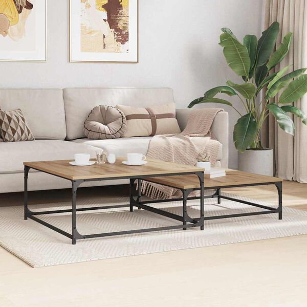 vidaXL Масичка за кафе 2 pcs Дъб Инженерно дърво