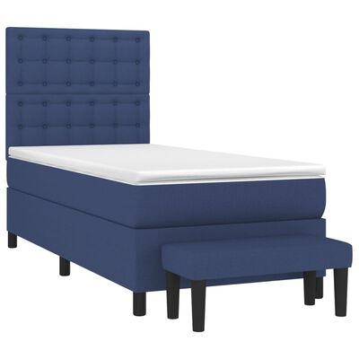 vidaXL Боксспринг легло с матрак, синьо, 80x200 см, плат