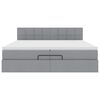 vidaXL Османска легло с матрак и LED, светлосиво, 200x200 см, плат