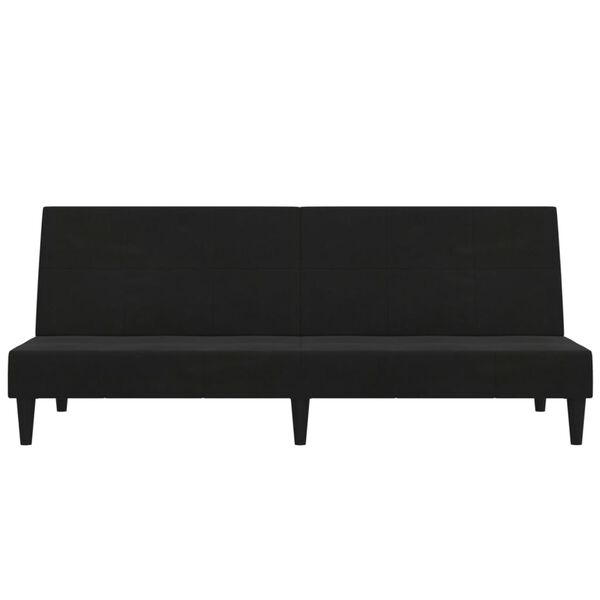 vidaXL 2-местно разтегателно канапе, черно, микрофибърен текстил