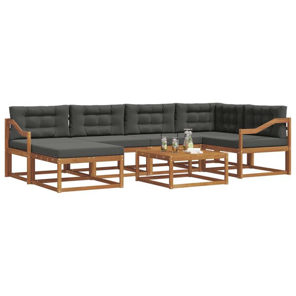 vidaXL Комплект дивани за открито 7 pcs Натурален и Антрацит