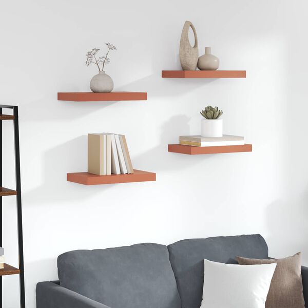 vidaXL Стенен рафт 4 pcs Червено 40 x 23,5 x 4 см Инженерно дърво