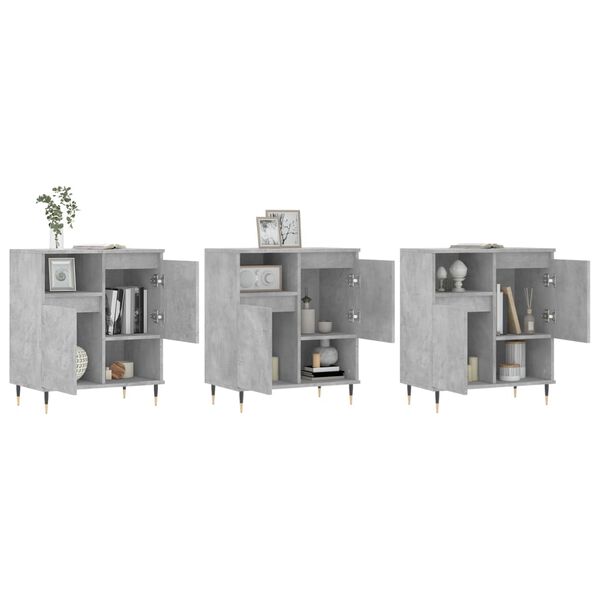 vidaXL Сайдборди, 3 бр, бетонно сиви, инженерно дърво