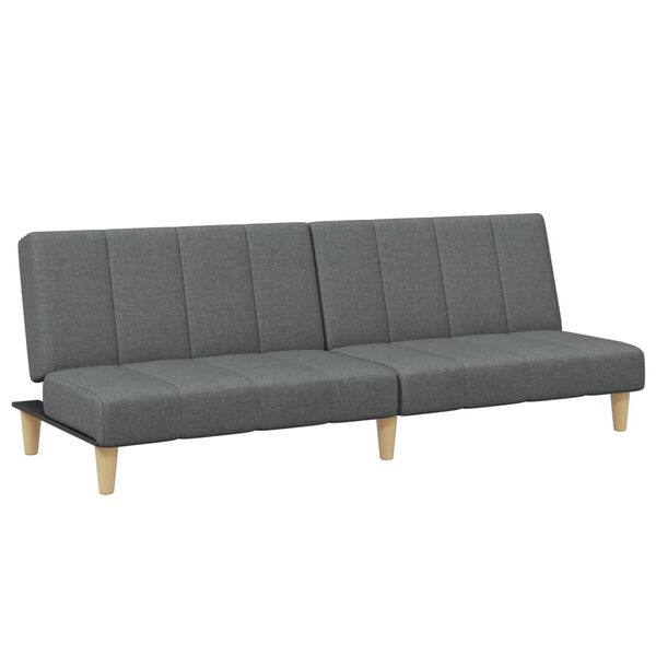 vidaXL 2-местен диван с табуретка, тъмносив, текстил