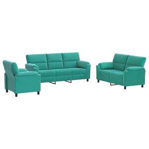 vidaXL Комплект дивани 3 pcs Тюркоаз Кадифе