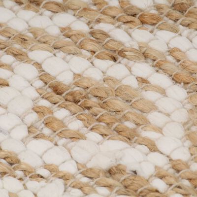 vidaXL Ръчно тъкан килим от юта, текстил, 120x180 см, естествен и бял
