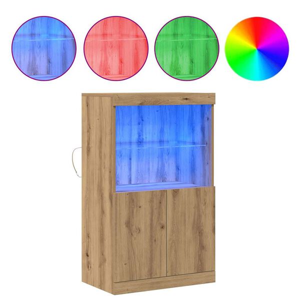 vidaXL LED конзолна маса Кафяво 60 x 37 x 100 см Инженерно дърво