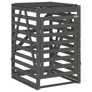 vidaXL Контейнер за съхранение на кош сив 84x90x128,5 см бор масив