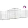 vidaXL Габионни кошници арка 8 бр 300x30x80/100 см поцинковано желязо