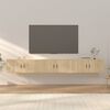 vidaXL ТВ шкафове за стенен монтаж, 3 бр, сонома дъб, 100x34,5x40 см
