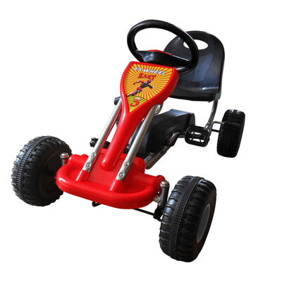 vidaXL Детски картинг с педали, цвят червен
