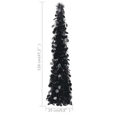vidaXL Pop-up изкуствена коледна елха, черна, 120 см, PET