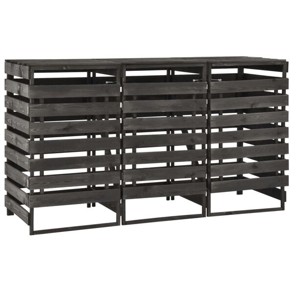 vidaXL Троен навес за кофи за смет, 210x75x121 см, боядисан бор масив