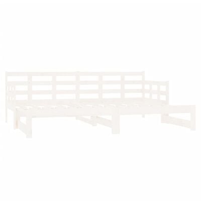 vidaXL Разтегателна кушетка, бяла, борово дърво масив, 2x(80x200) см